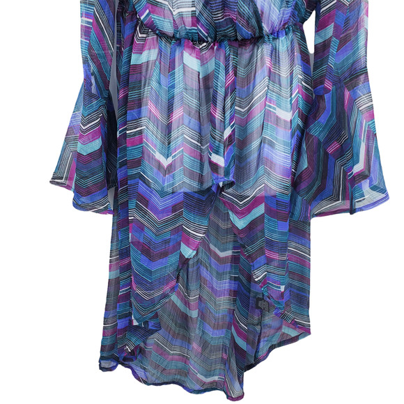 Thread Story Womens Size X-Large Multicolor Sheer Print Swim Cover-Up Dress - Picture 3 of 7
